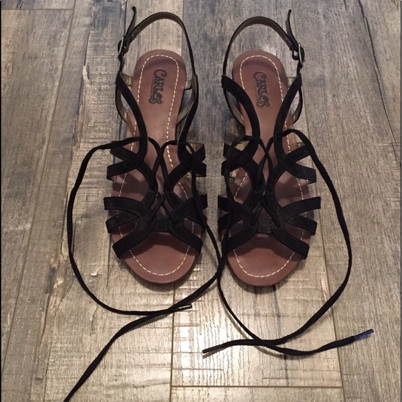 Carlos Santana Shoes - Carlos Santana Black Lace-up Wedges, Size 6